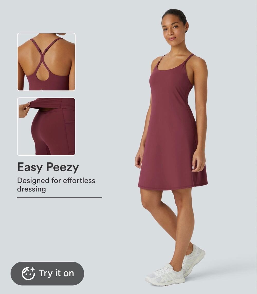 Halara SoftlyZero™ Airy Cut Out 2-in-1 Pocket Longer Active Dress Small